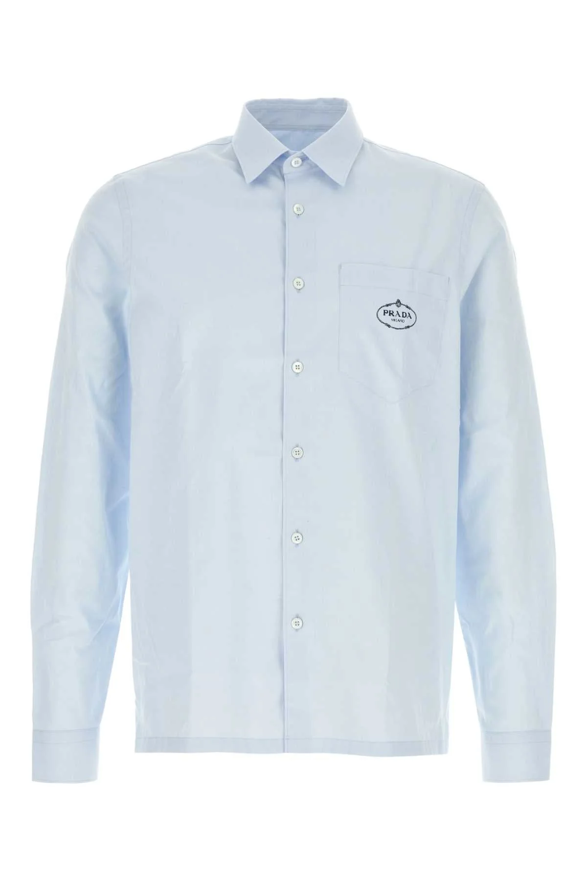 Prada Men Pastel Light Blue Poplin Shirt - 1