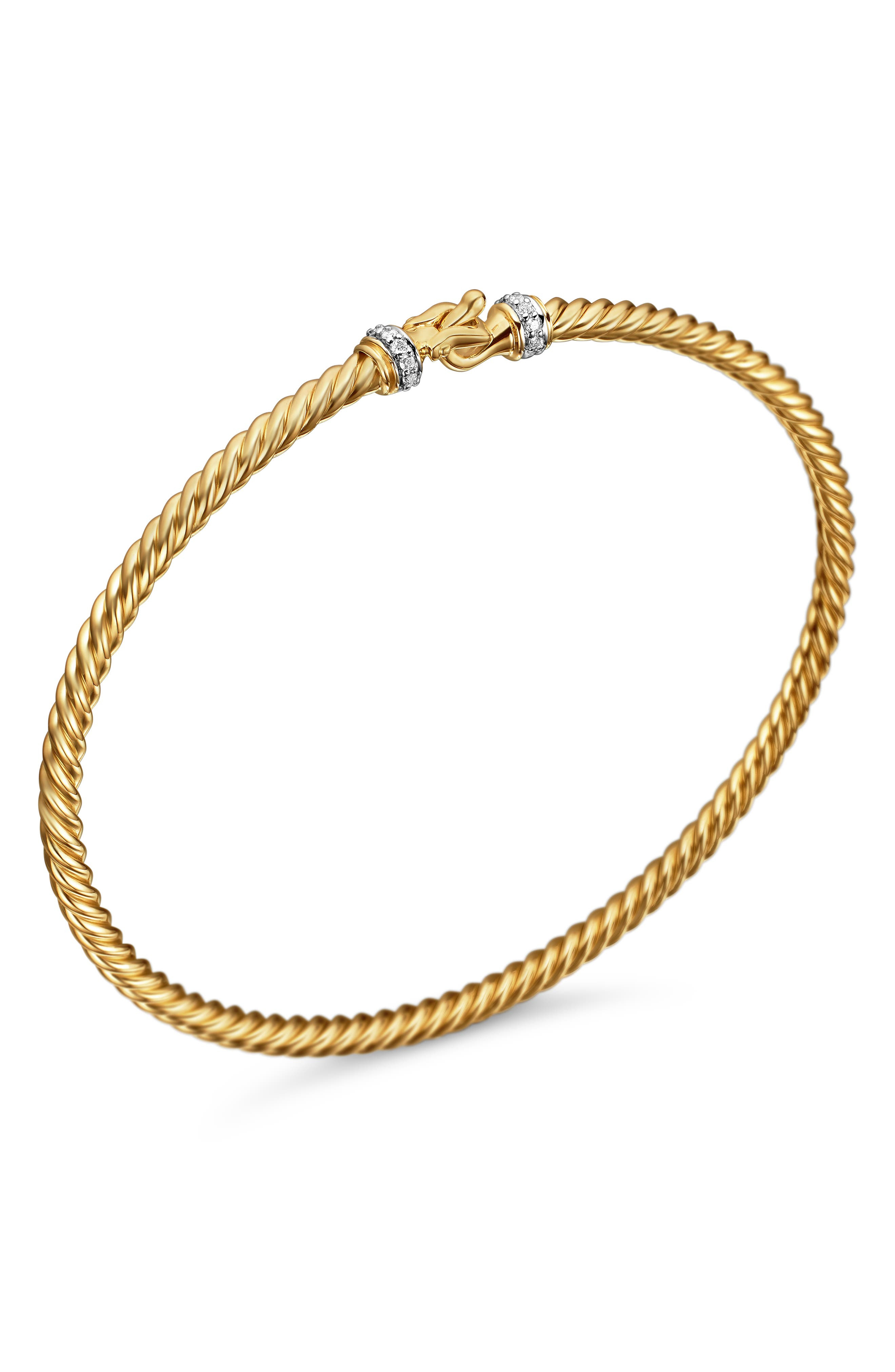 David Yurman Buckle Classic 18K Yellow Gold & Diamond Cable Bracelet, 2.6mm at Nordstrom - 5