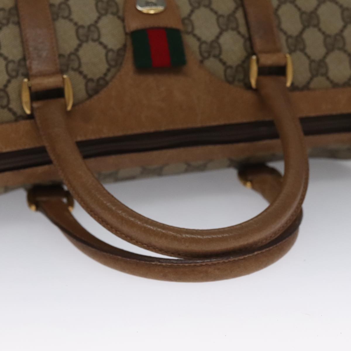 GUCCI GG Supreme Web Sherry Line Hand Bag Pvc Beige Gold 39 02 007 - 7