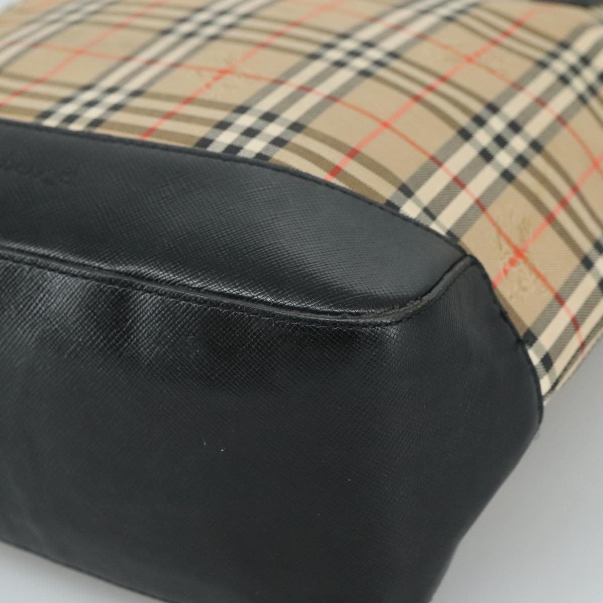 Burberry Nova Check Tote Bag Canvas Leather Beige Black Gold - 9
