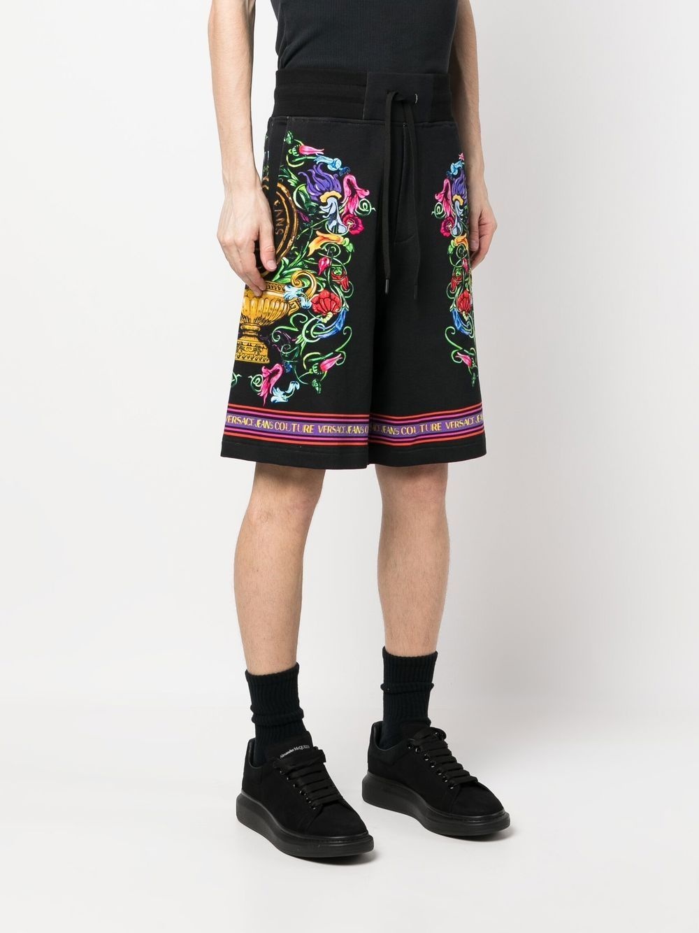 abstract-print cotton track shorts - 3