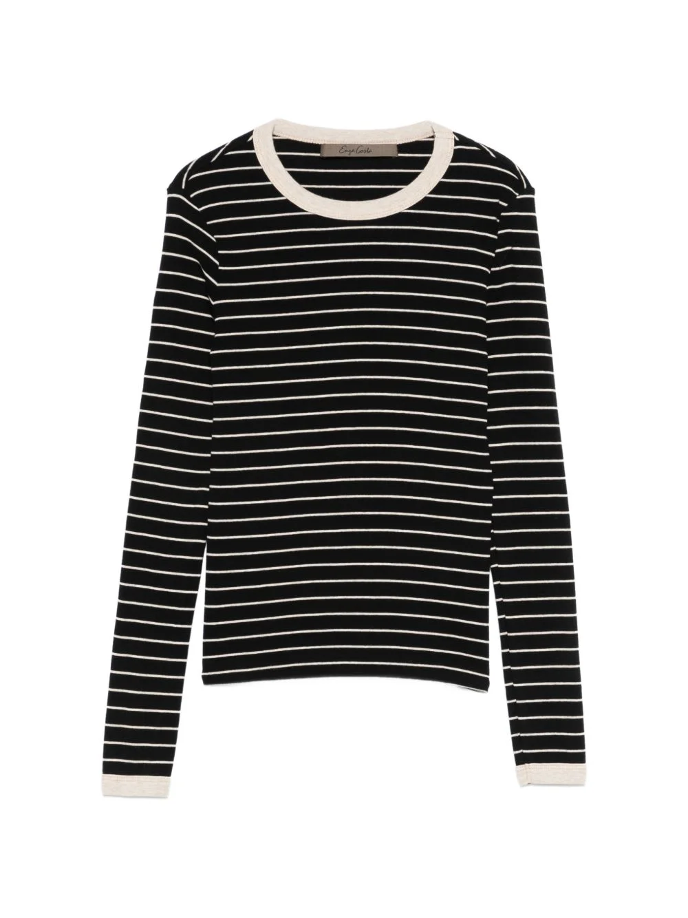 striped long-sleeved cotton T-shirt - 1