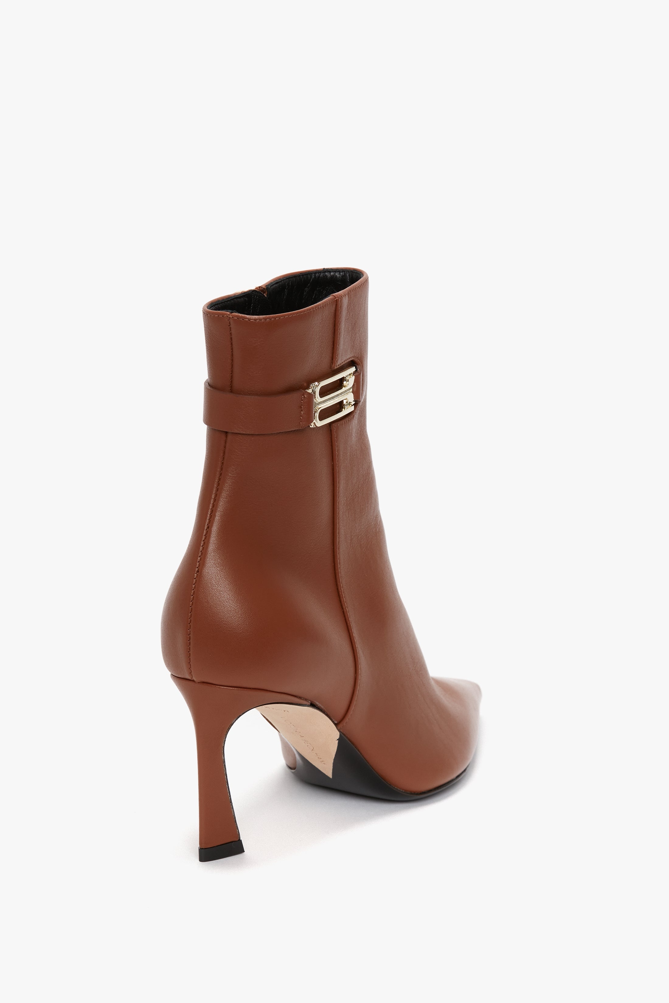 Pointed Toe Half Boot In Tan Leather - 3
