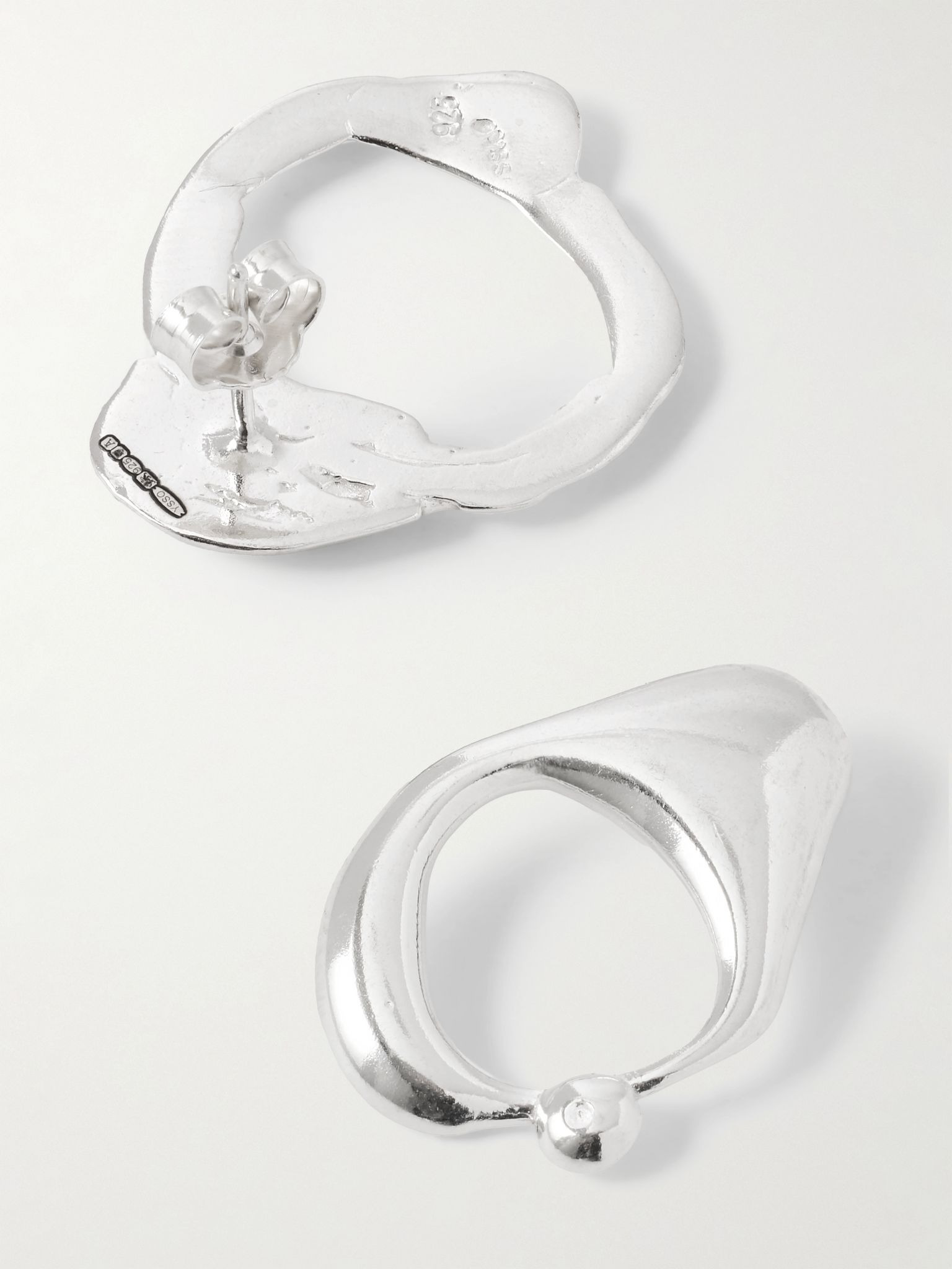 Droplet Mist silver hoop earrings Silver - 3
