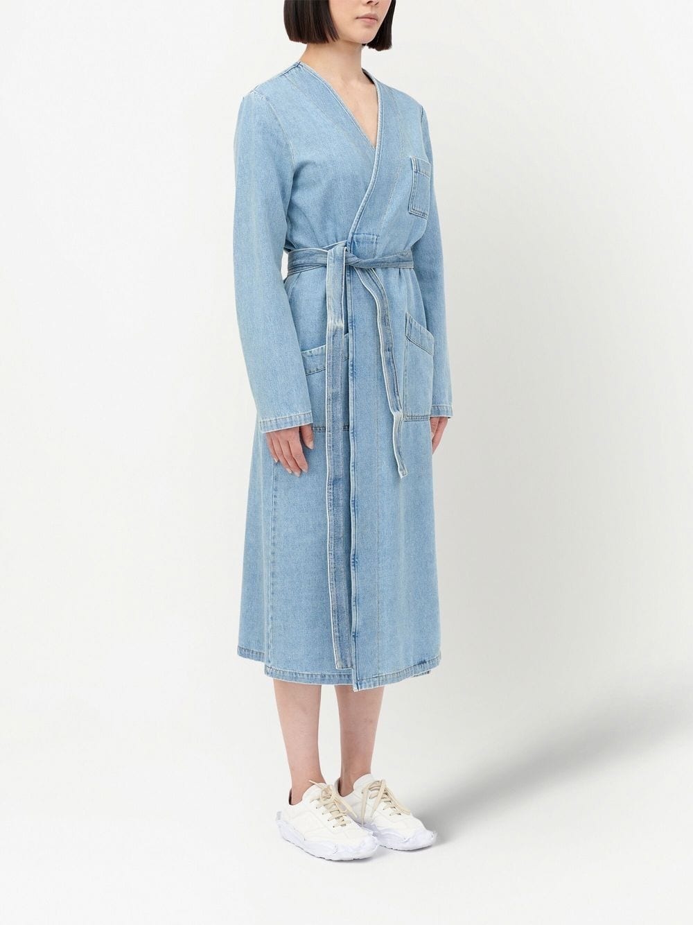 denim belted trench coat - 3