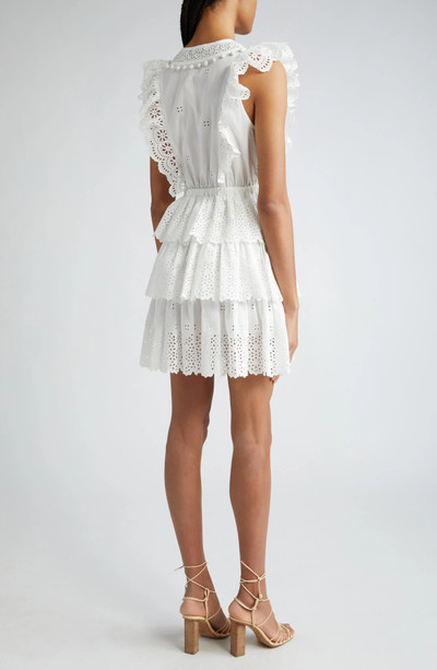 ULLA JOHNSON Lilith Eyelet Tiered Minidress outlook