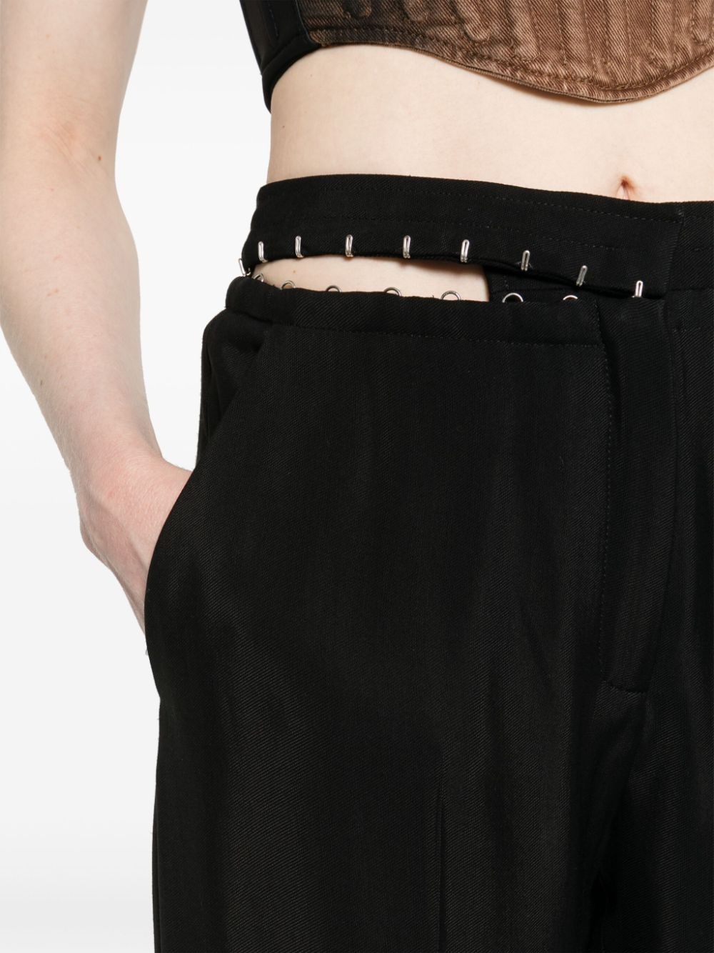 hook-eye wide trousers - 5