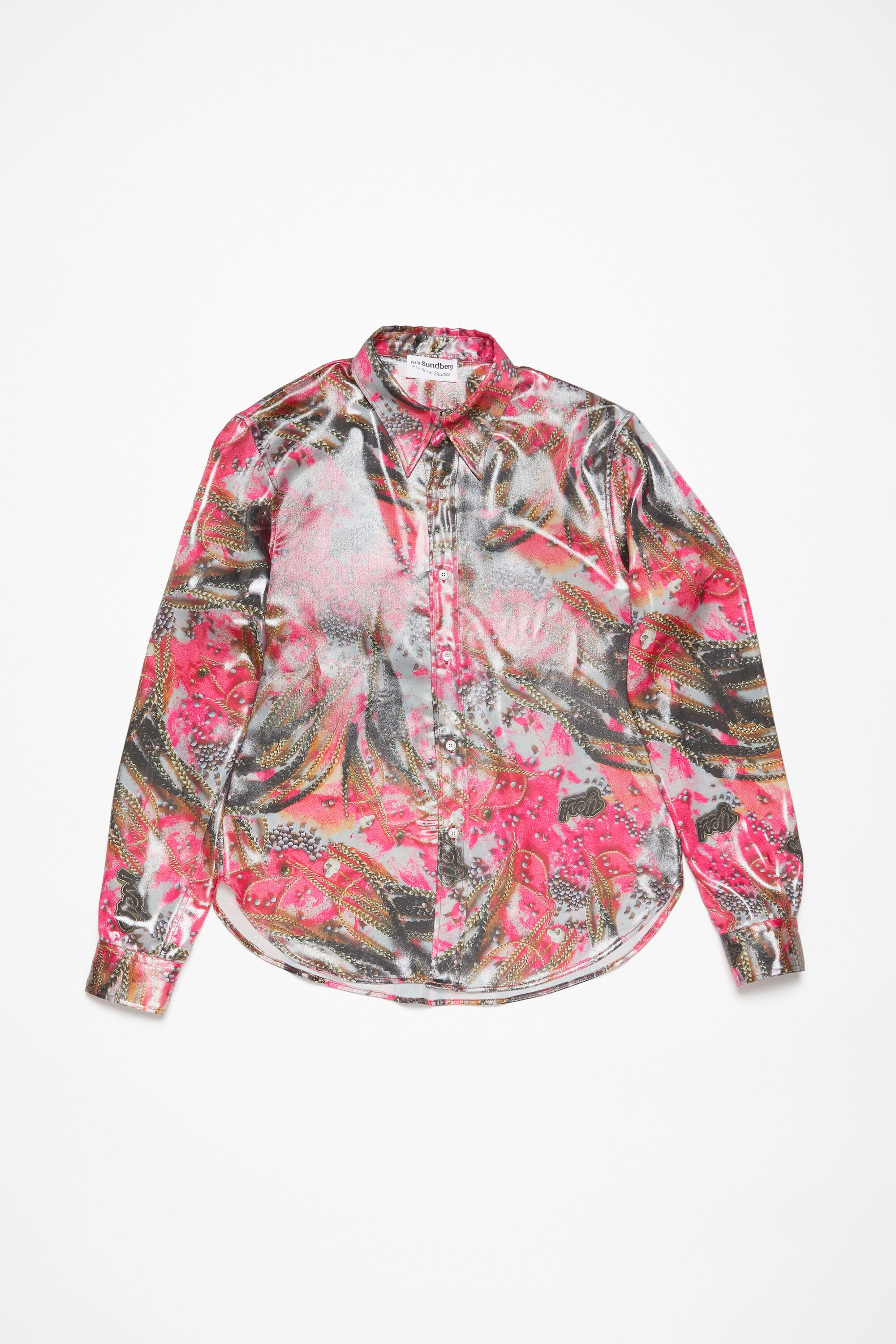 Button-up shirt foil print - Pink multicolor - 6