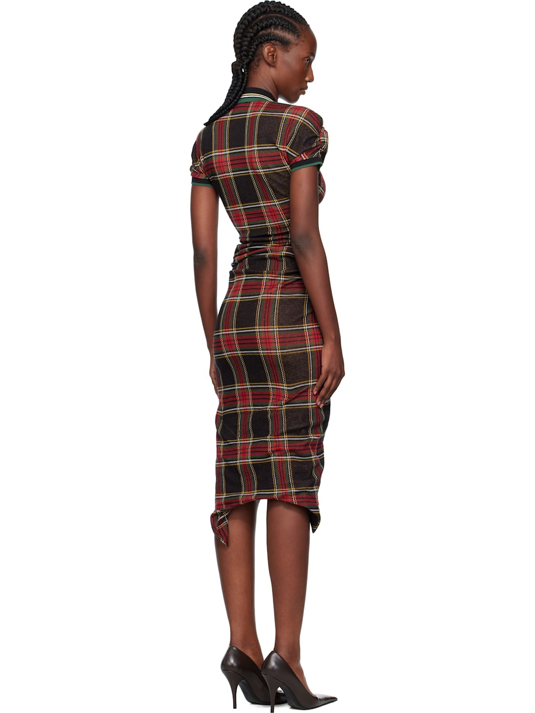 Red & Green Pulling Midi Dress - 3