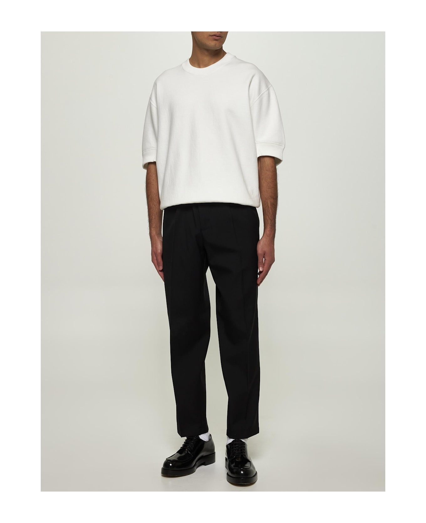 White Cotton Short-sleeved Sweatshirt - 2