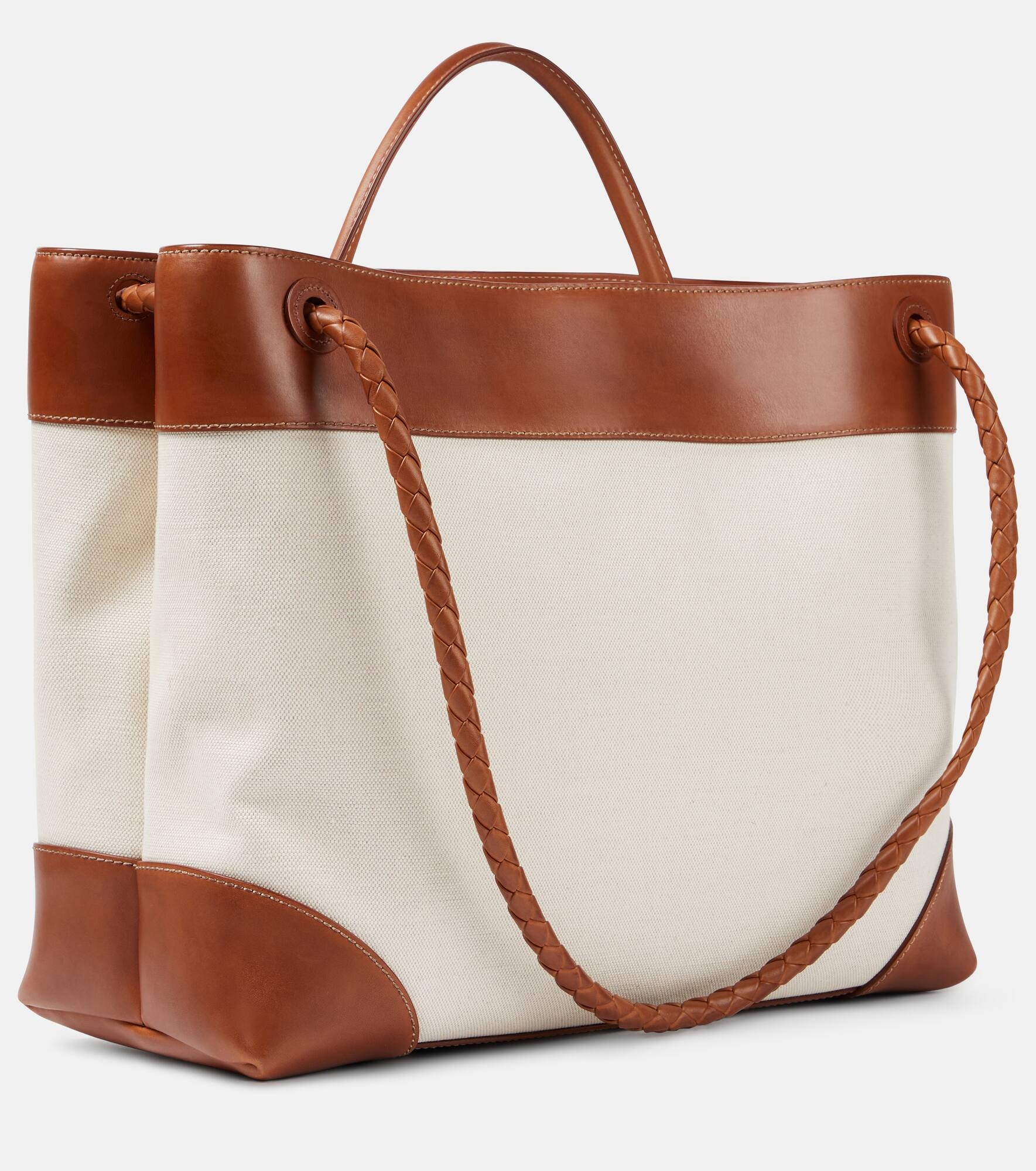 Andiamo Large leather-trimmed canvas tote bag - 4
