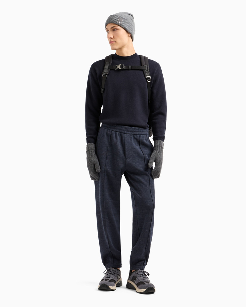 EMPORIO ARMANI Travel Essentials plush-knit virgin-wool knit joggers outlook