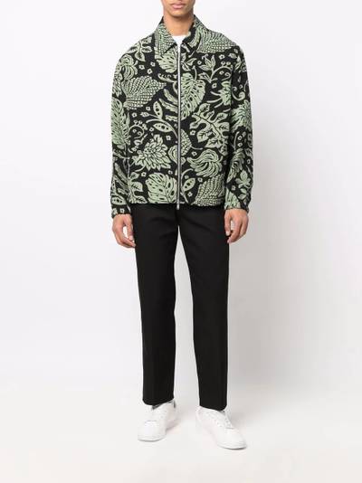 Jil Sander foliage-print boxy coat jacket outlook