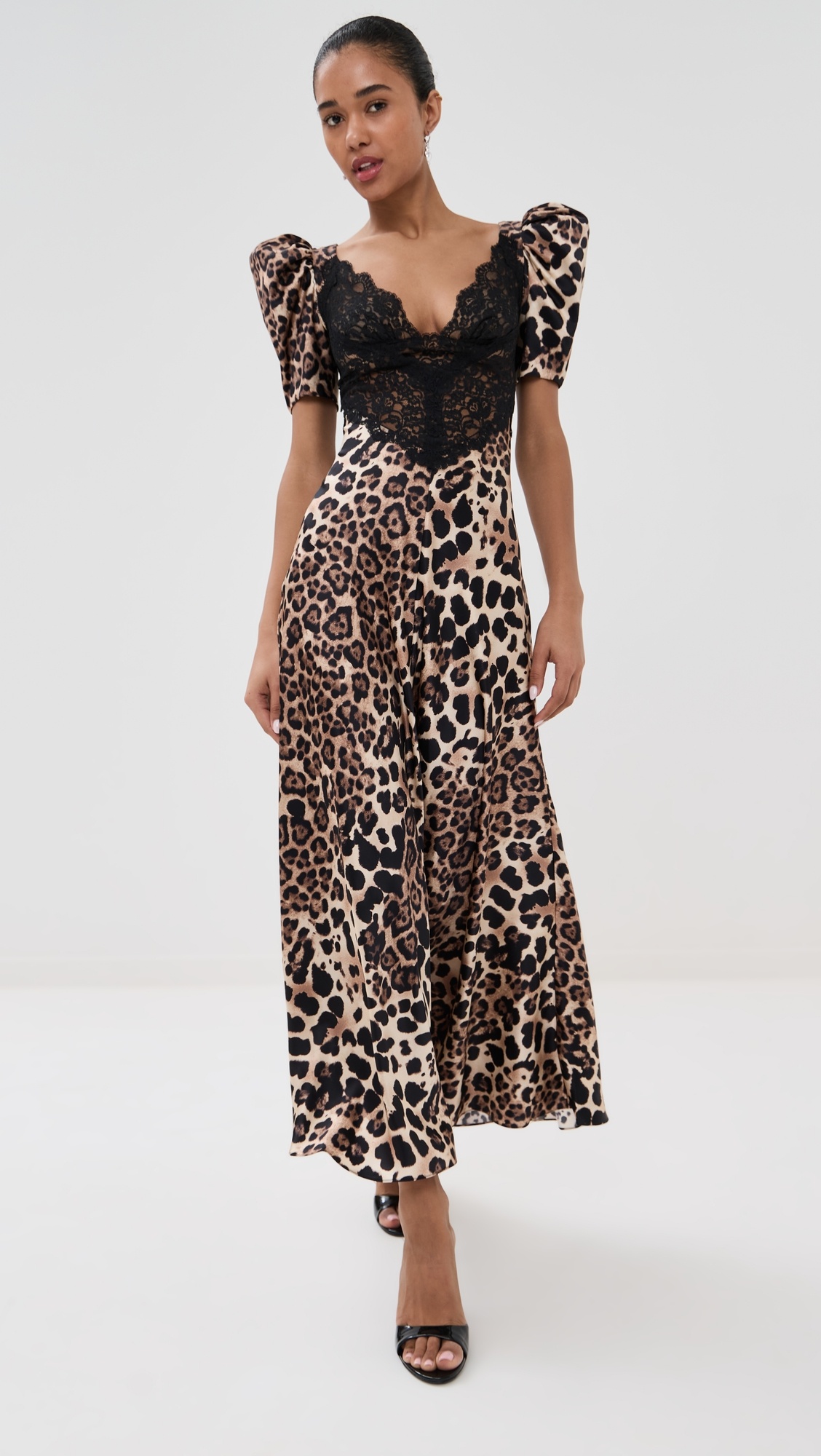 Leopard Print Silk Satin Dress - 4