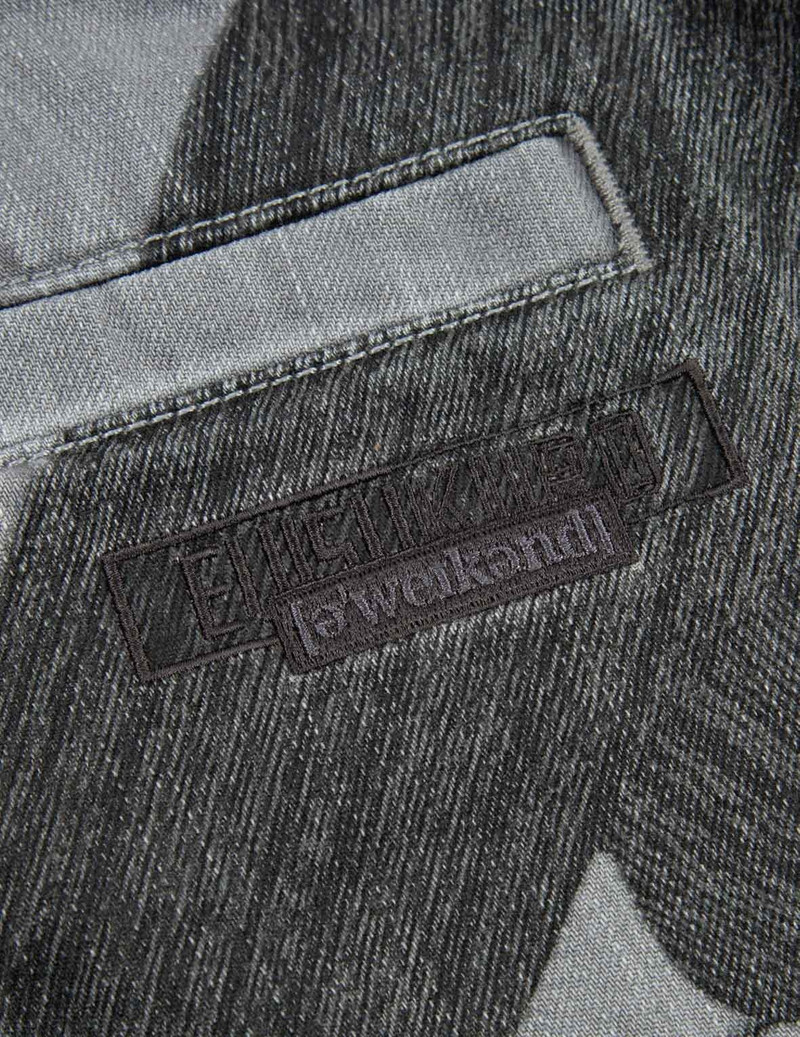 Brushstroke Effect Washed Denim Shorts 16