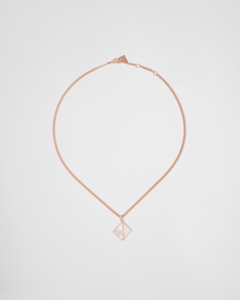 Eternal Gold pendant necklace in pink gold with diamonds and mother-of-pearl - 1