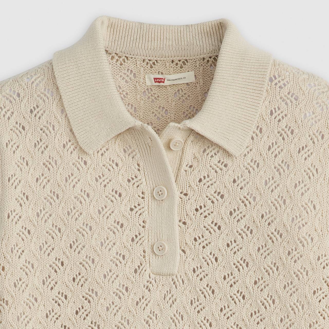 LAVENDER POINTELLE POLO SWEATER - 6