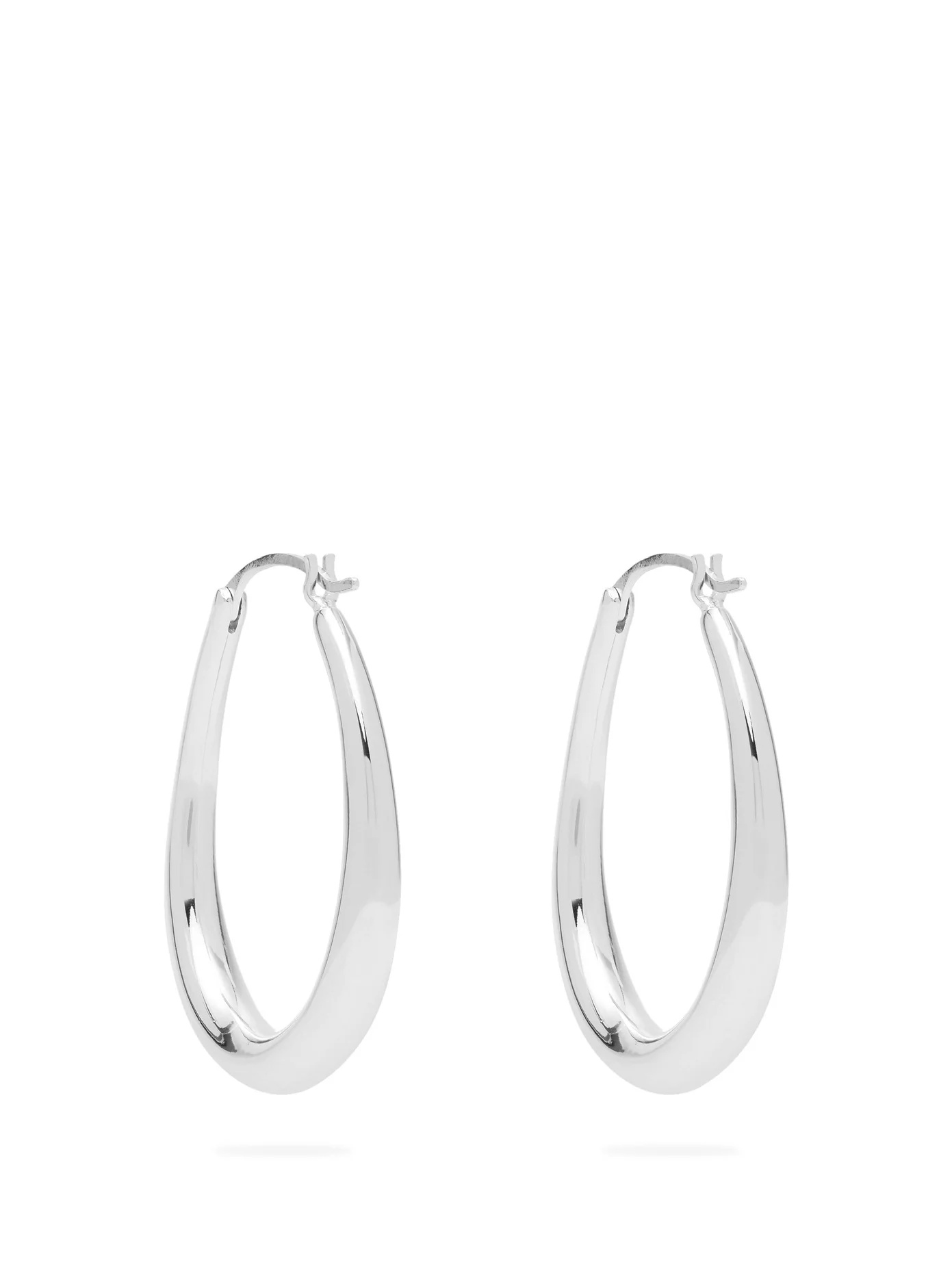 Oval-hoop sterling-silver earrings - 3