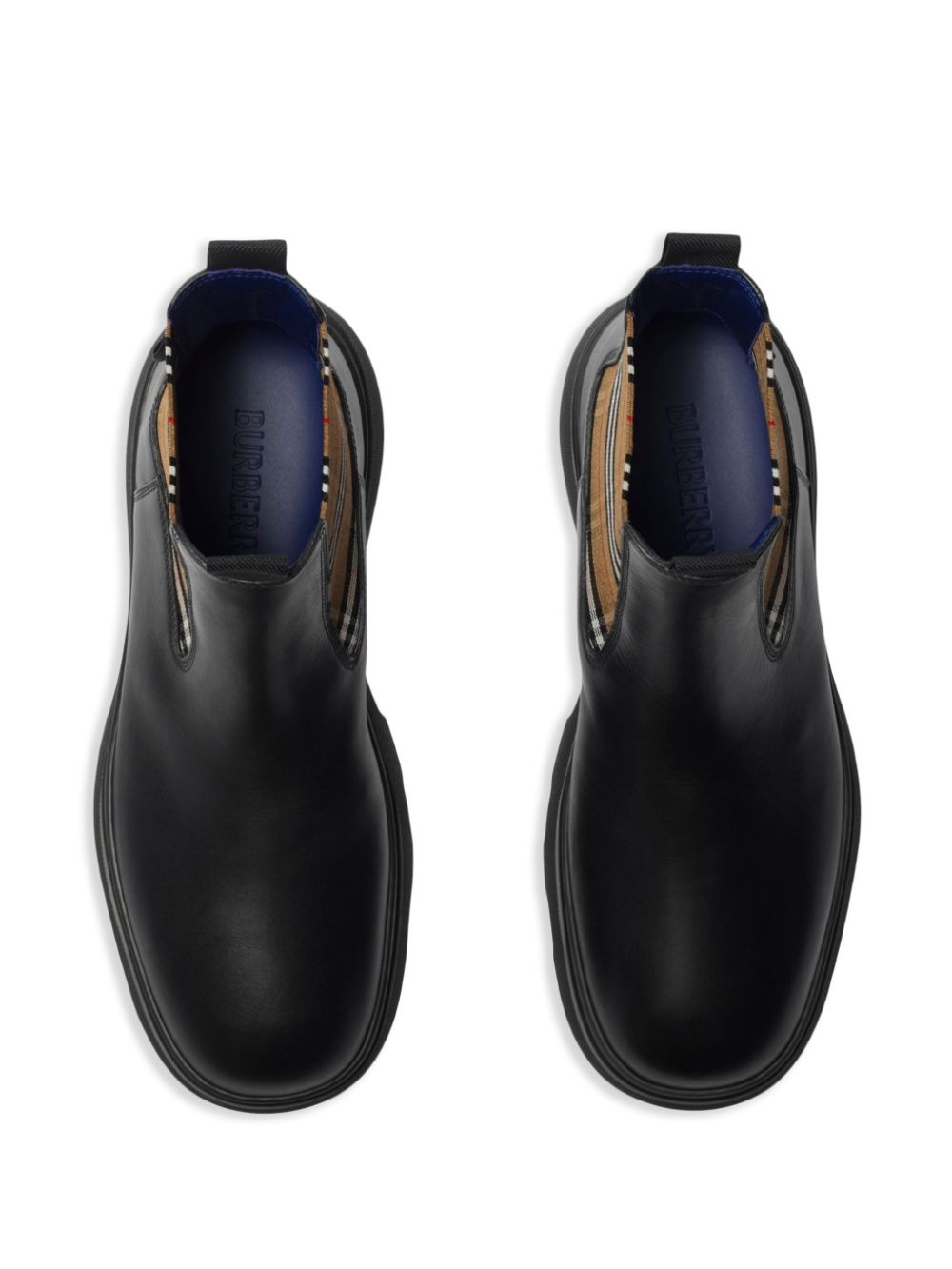 check pattern leather boots - 4