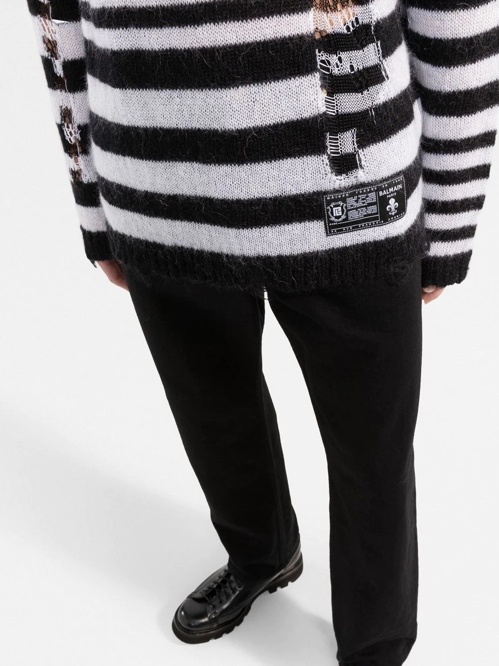 striped distressed-effect jumper - 5