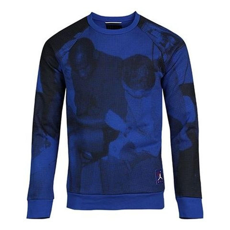 Air Jordan Fleece Printing Round Neck Blue BQ1384-423 - 1