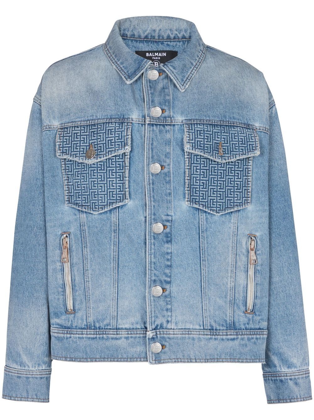 rear logo-print denim jacket - 1