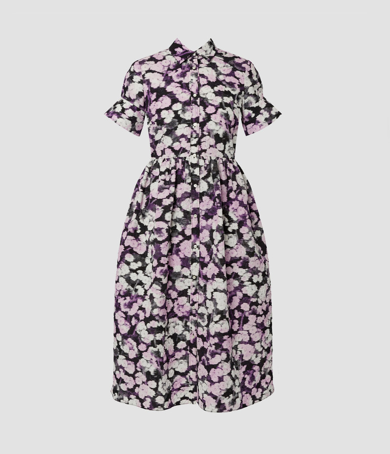 SHORT SLEEVE MIDI SHIRT DRESS - 1