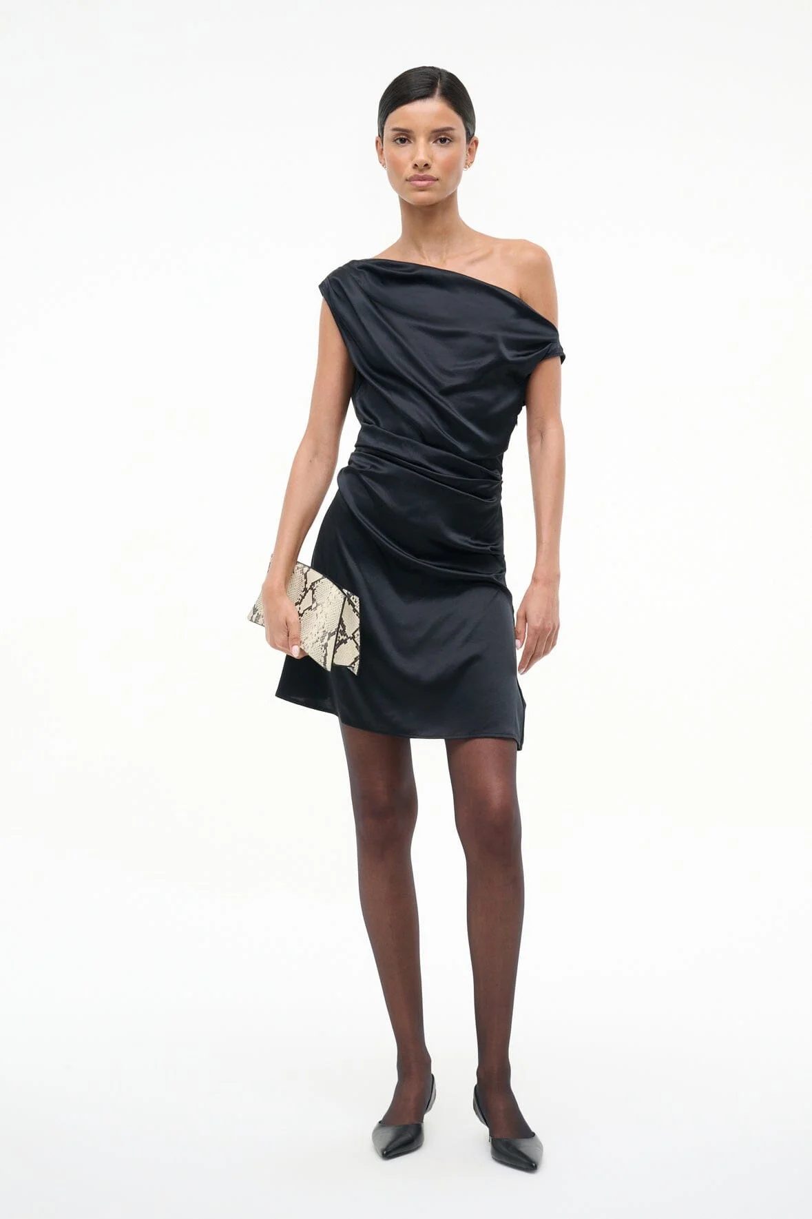 STAUD MINI PHARE SILK DRESS BLACK - 1