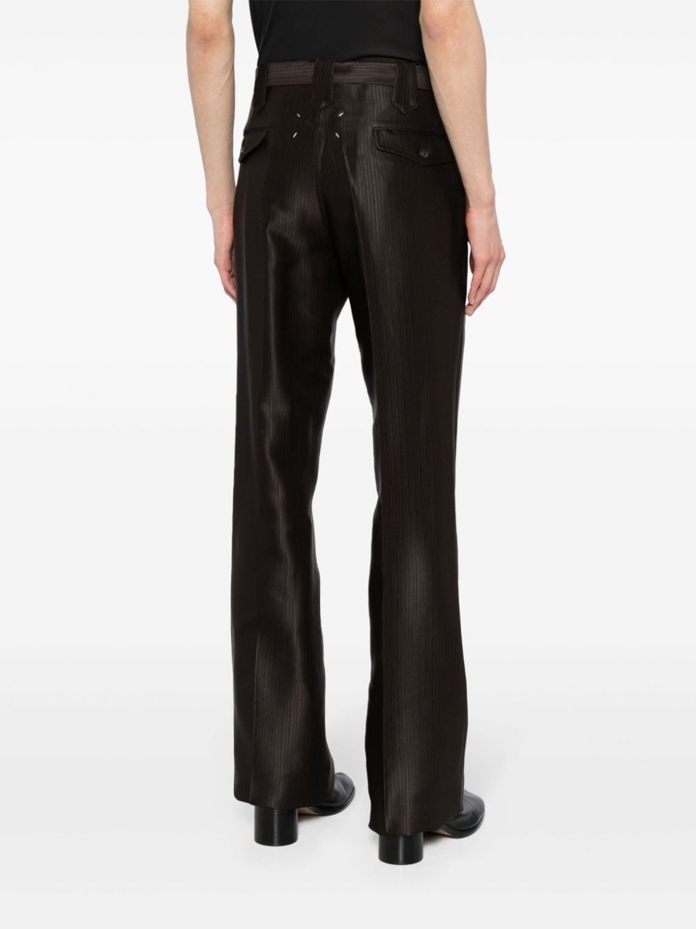 herringbone straight-leg trousers - 4