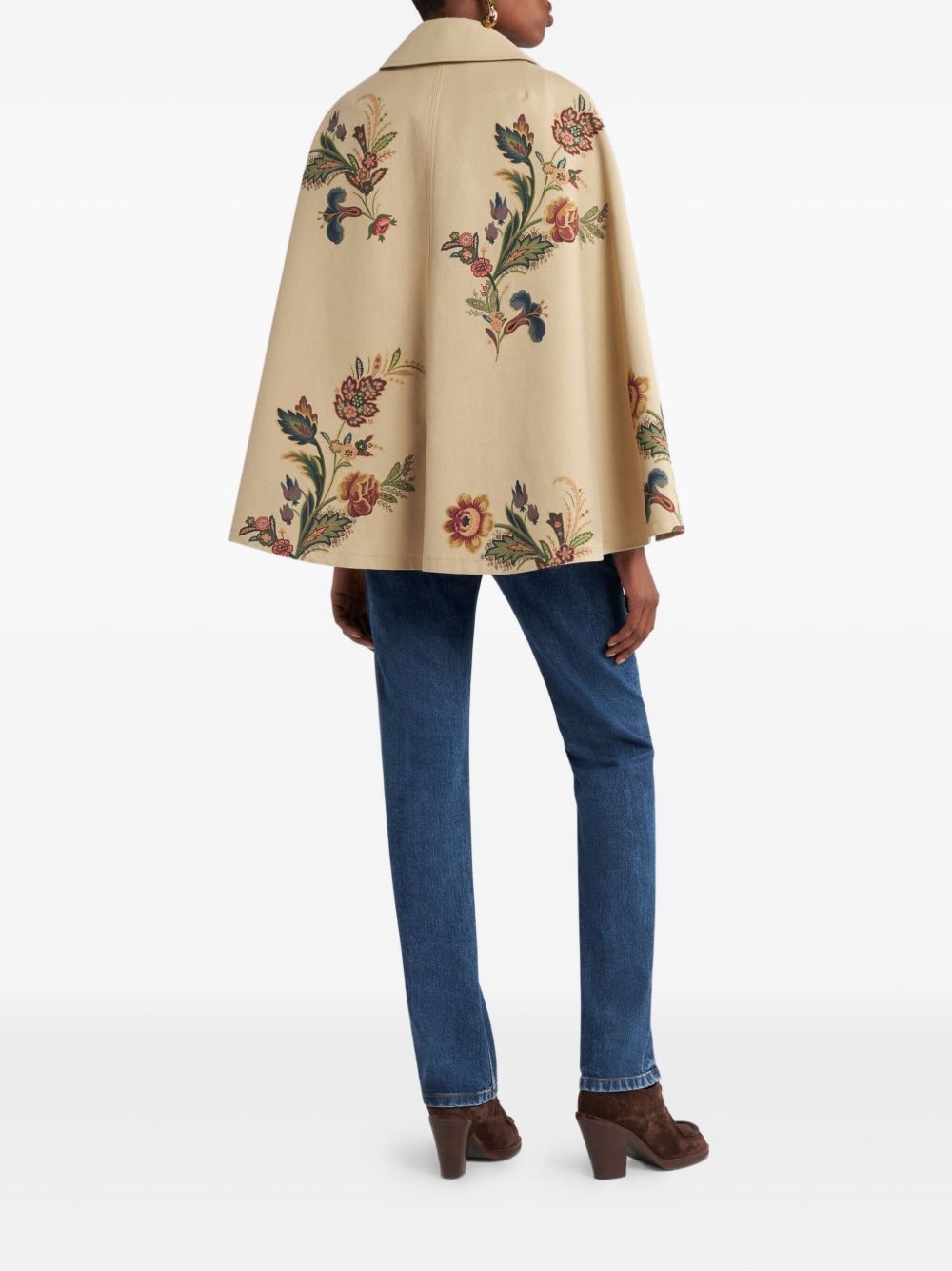 floral-print cape - 3