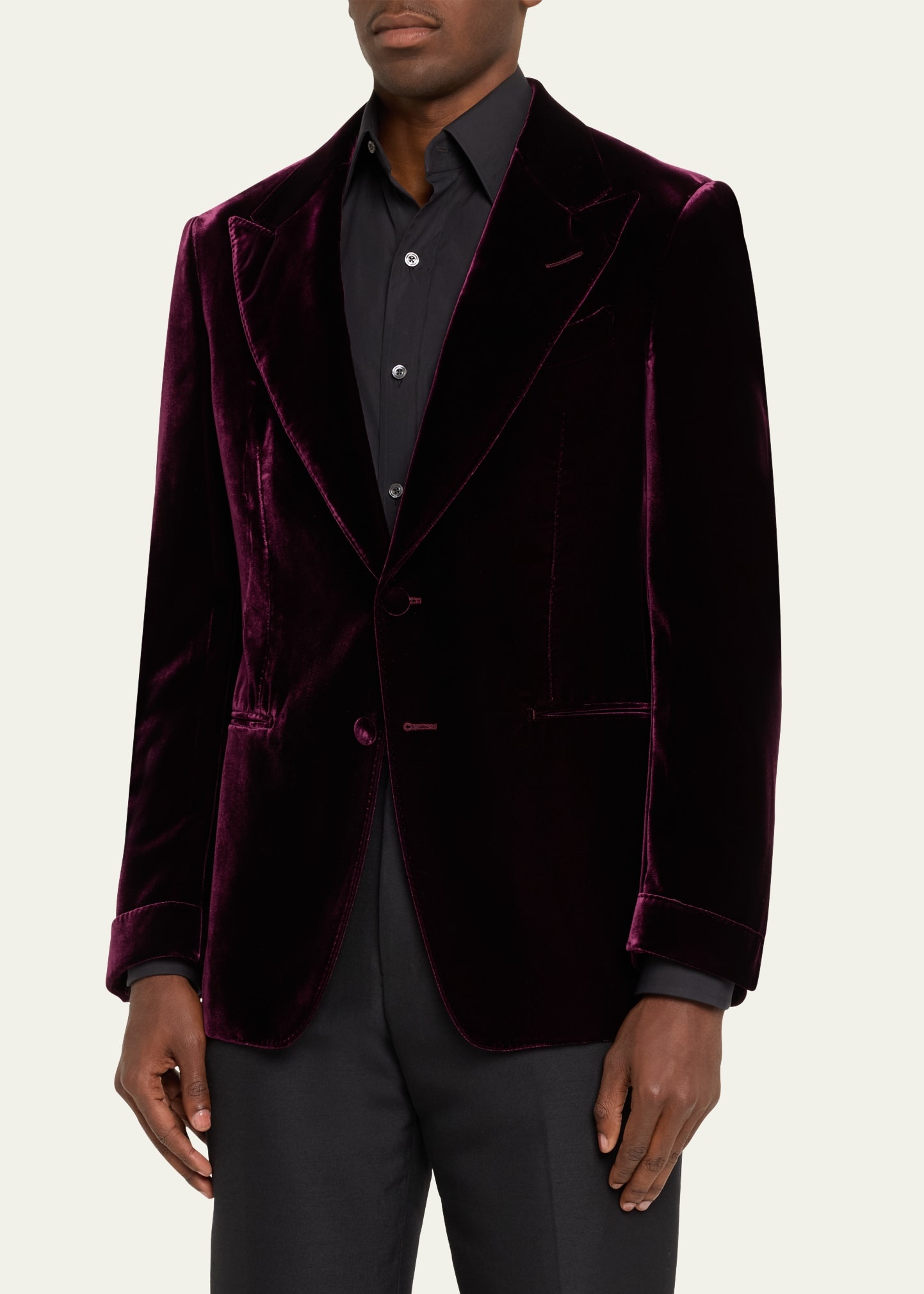 Men's Wool-Silk Velvet Cocktail Jacket - 4