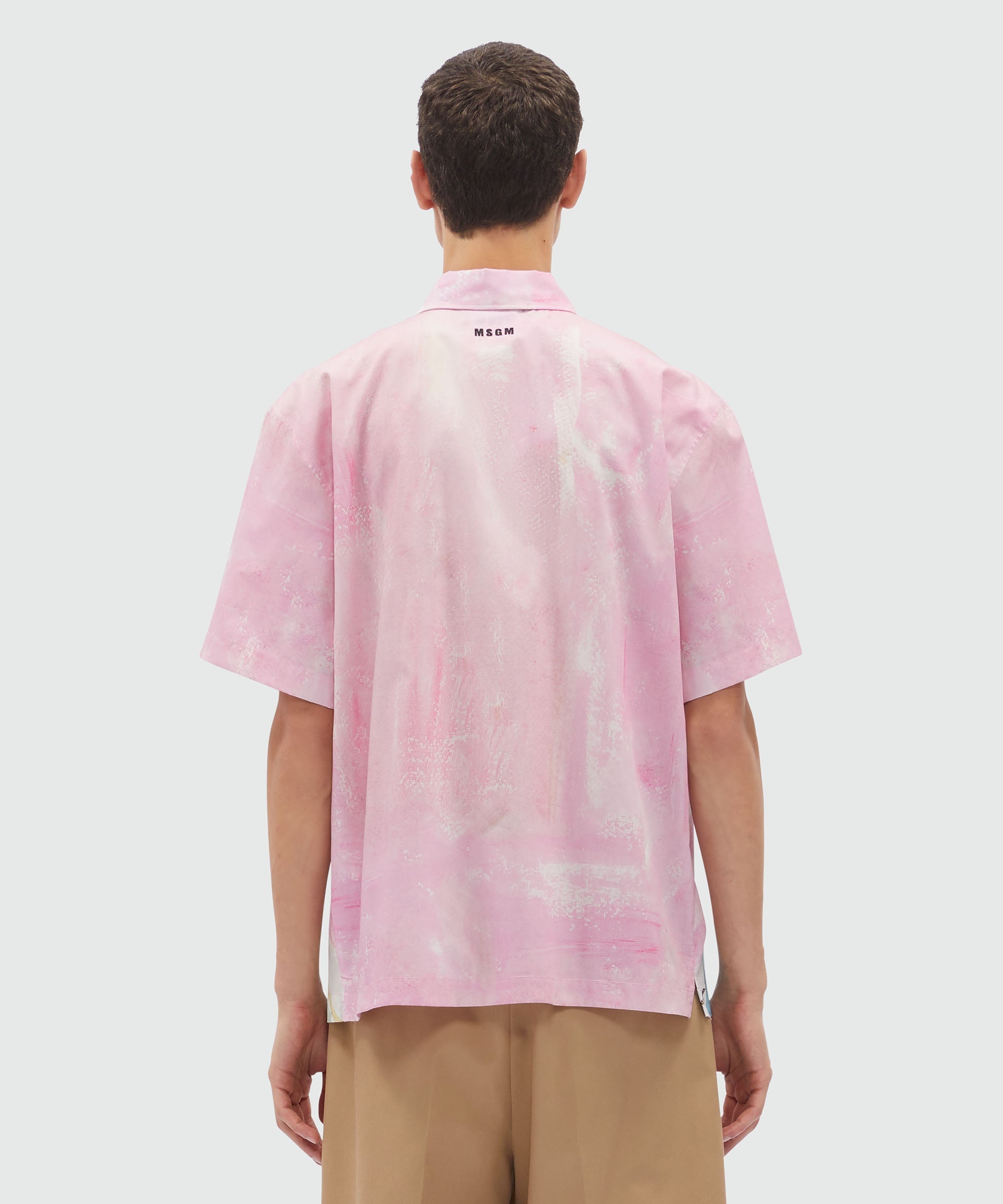 Poplin shirt with MSGM "Pink and green figure" graphics - 3