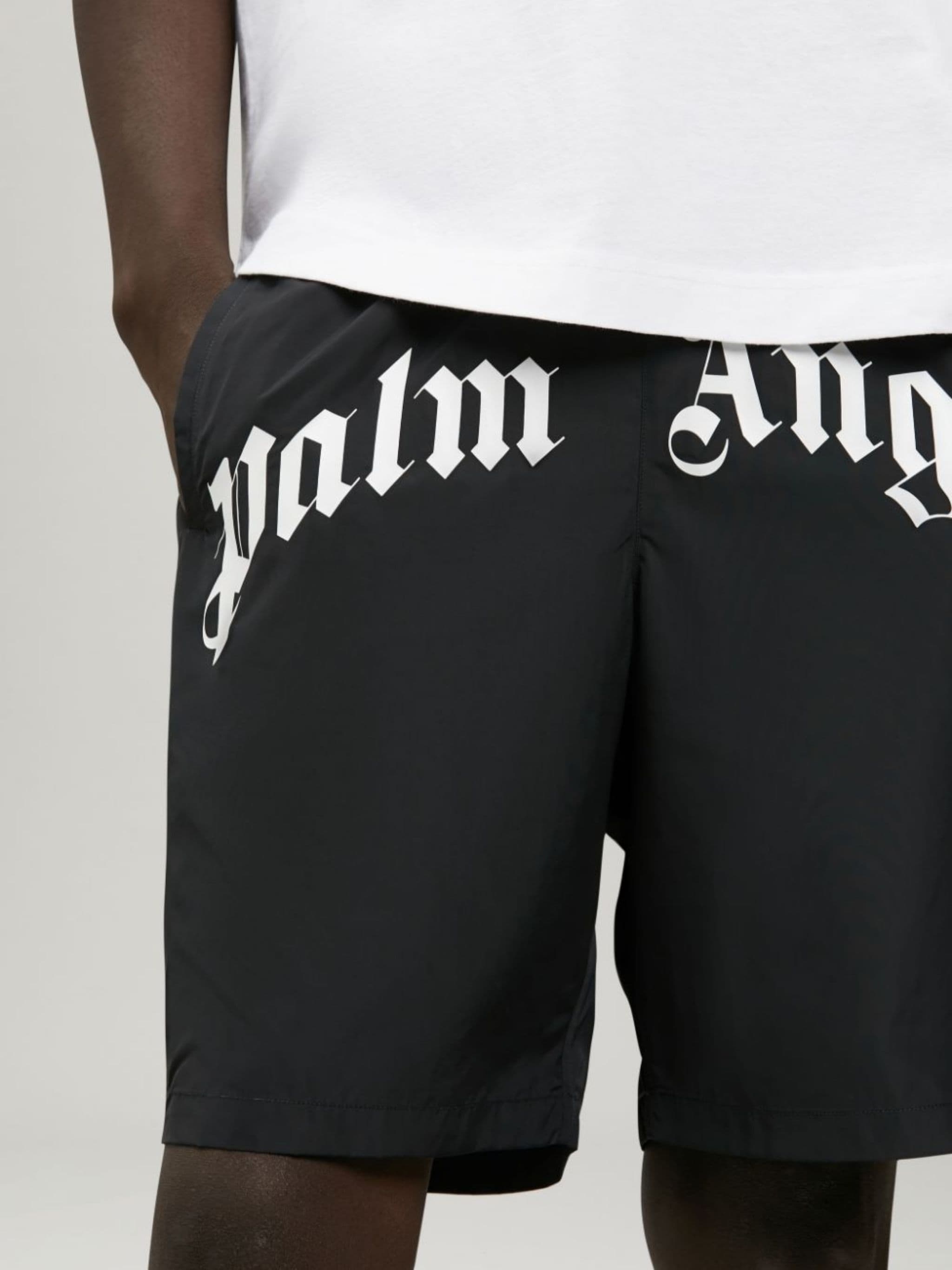 curved logo swimming shorts - 6