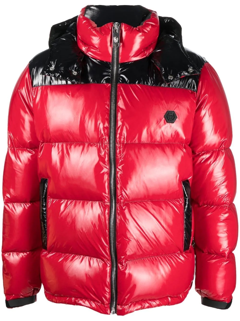 logo-print padded down jacket - 1