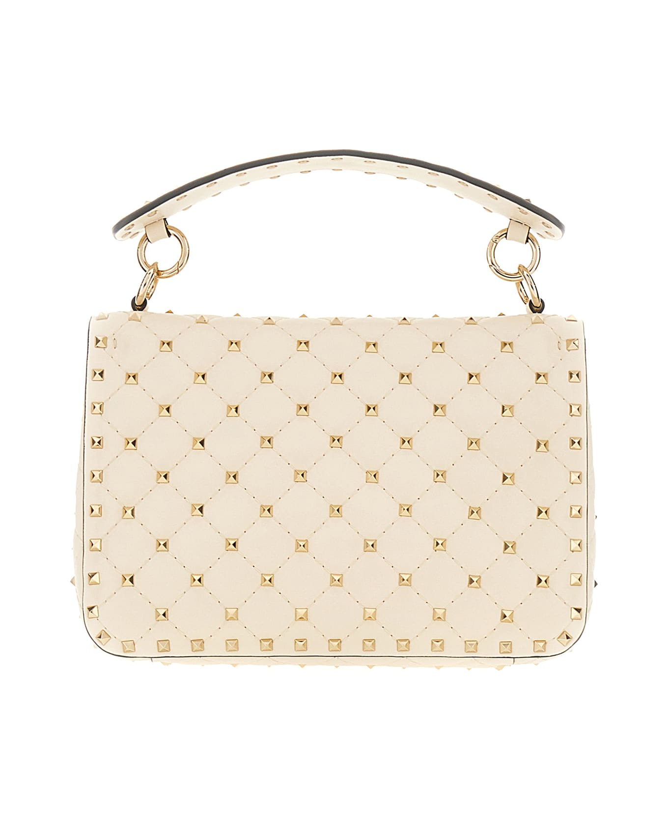 Ivory Nappa Leather Medium Rockstud Spike Handbag - 3