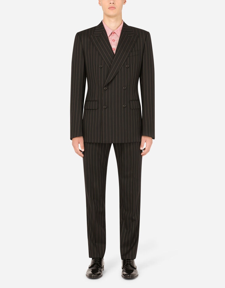 Double-breasted pinstripe stretch wool Sicily-fit suit - 1