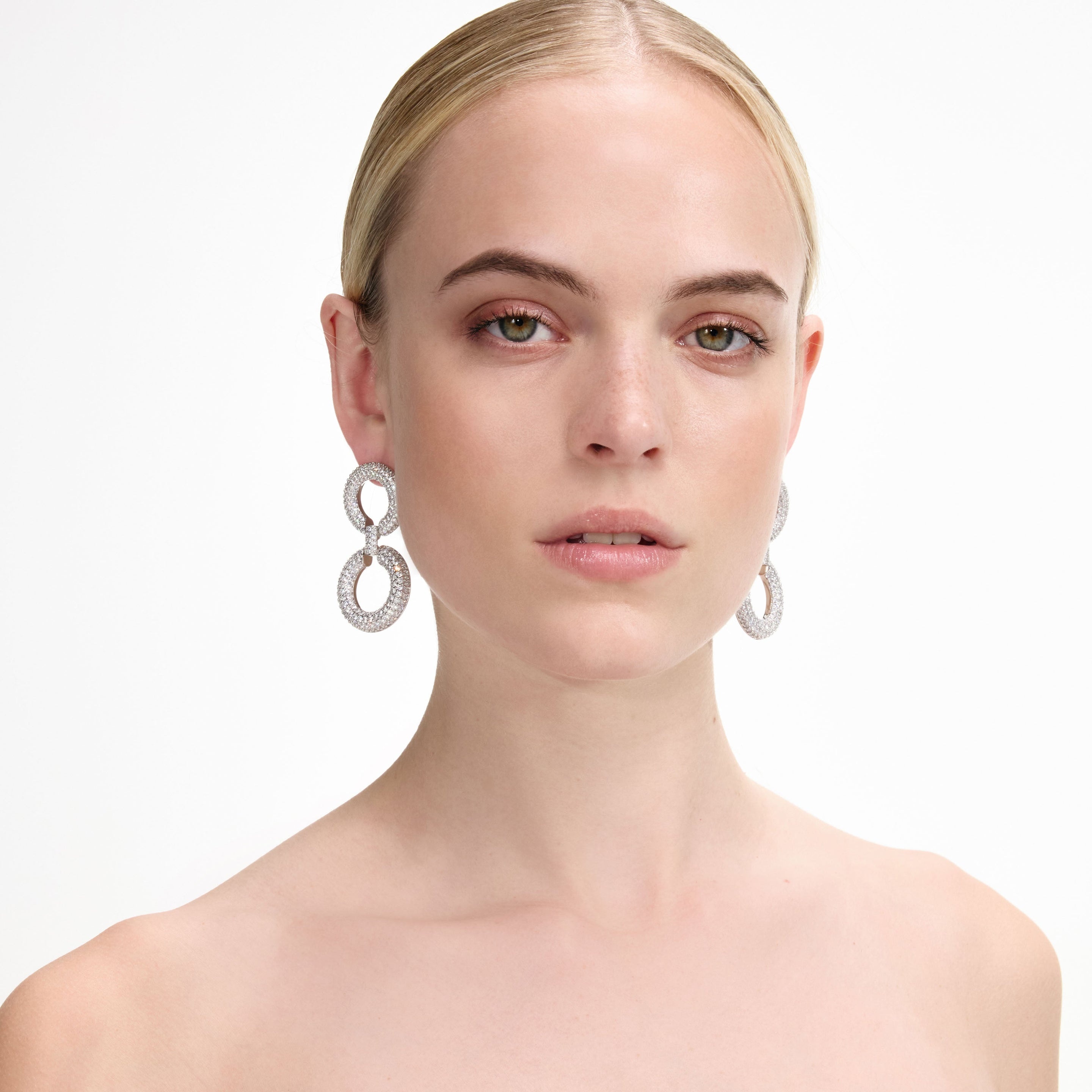 Crystal Link Two Tiered Earrings - 4
