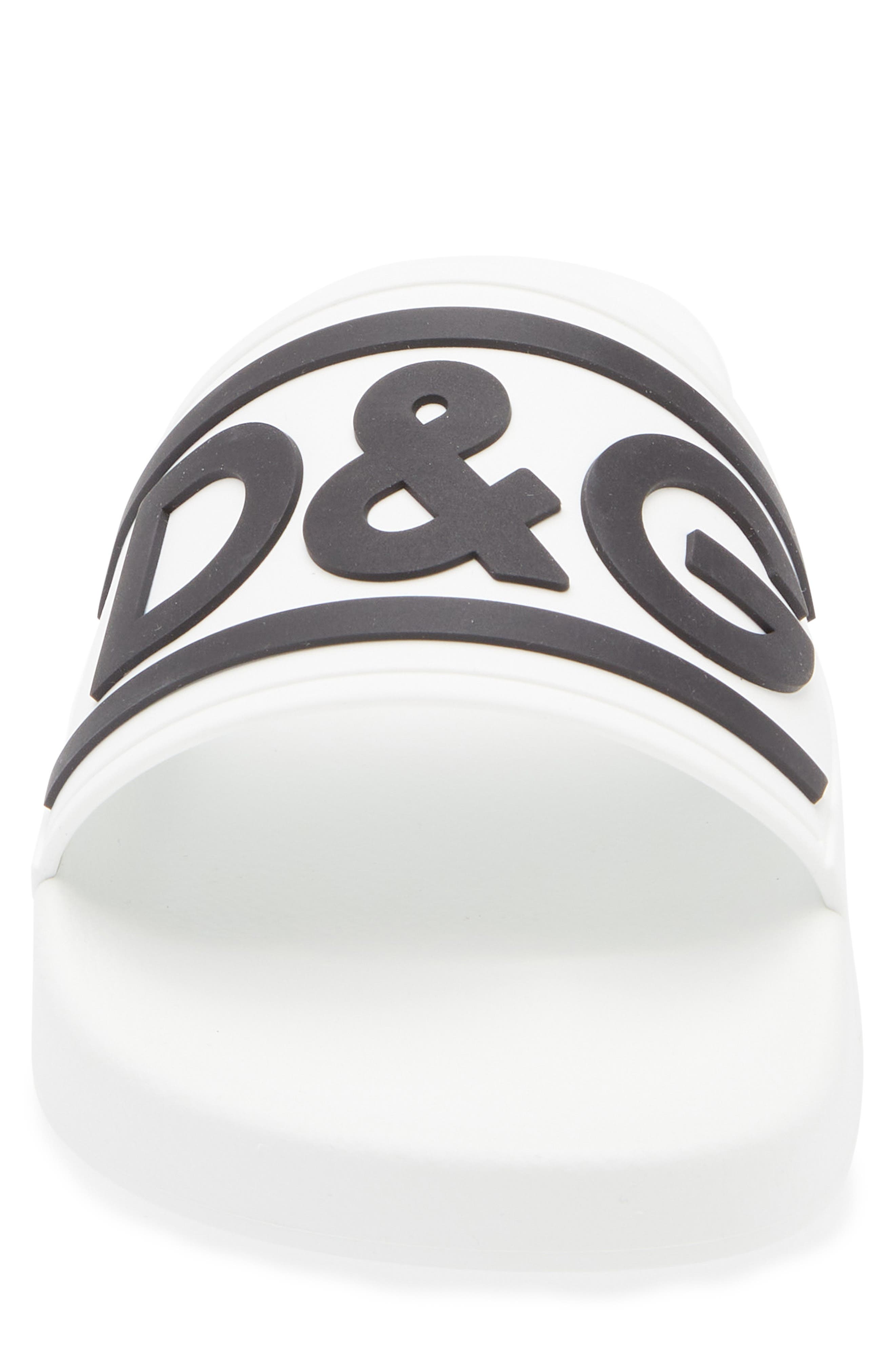 Dolce&Gabbana Logo Embossed Sport Slide in 89697 White/Black at Nordstrom - 4