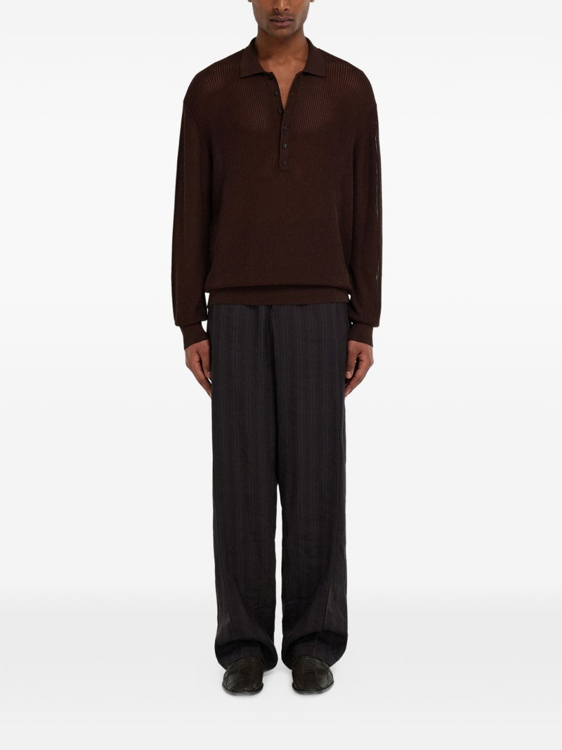 FERRAGAMO Long sleeve knitted silk polo shirt outlook