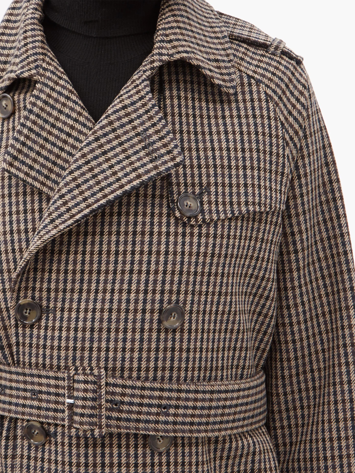 Greta checked wool-blend trench coat - 3