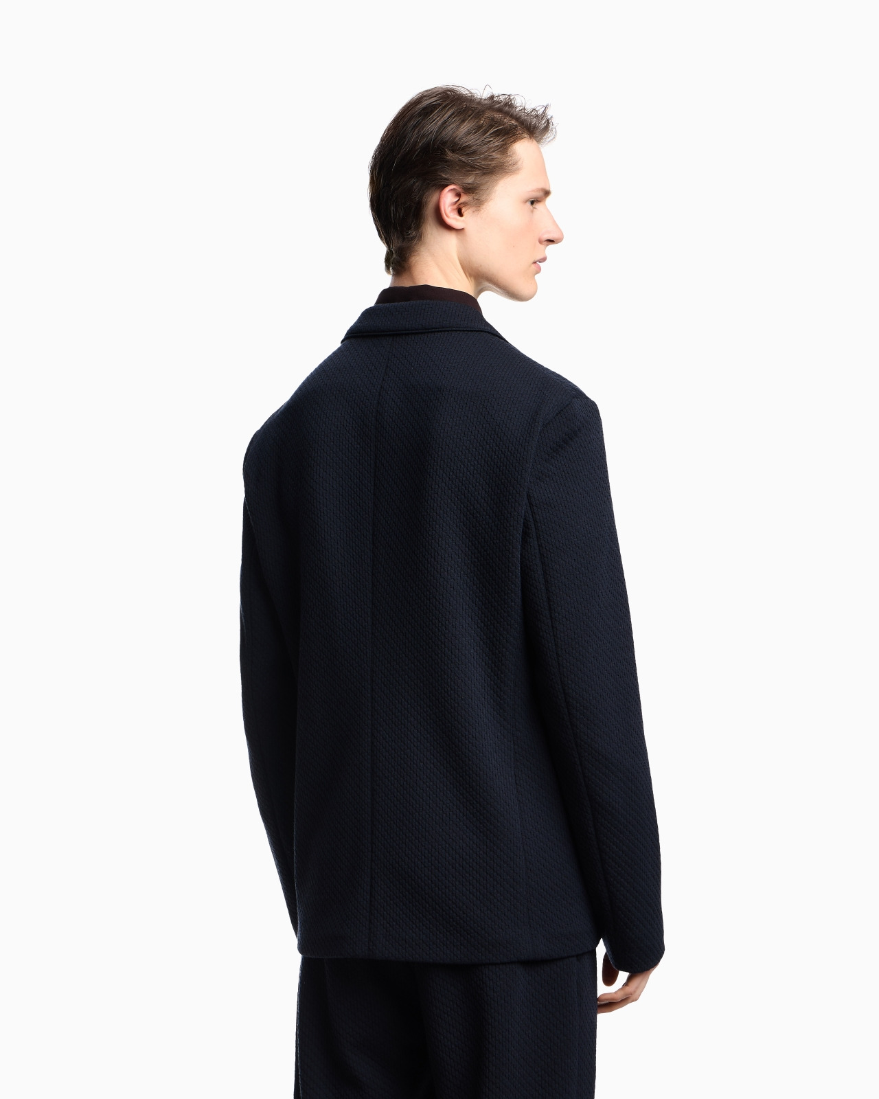 SINGLE-BREASTED JACKET IN A JACQUARD DOUBLE JERSEY KNIT - 3