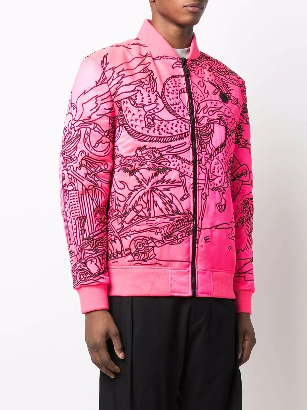 tattoo-motif embroidered bomber jacket - 3