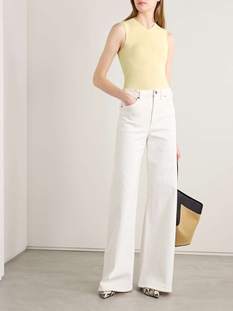 KHAITE Renato ribbed wool-blend jersey tank Yellow outlook