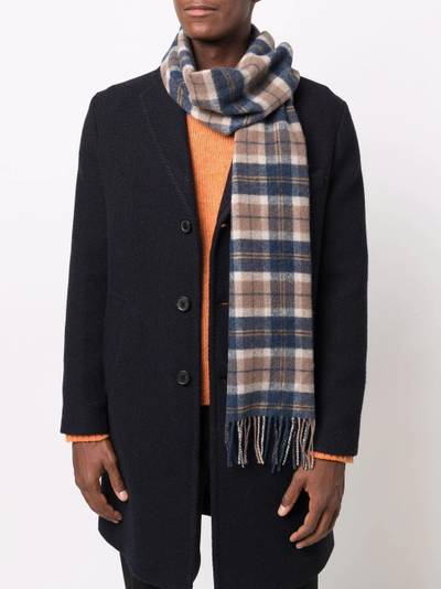 Barbour tartan check-pattern fringed scarf outlook