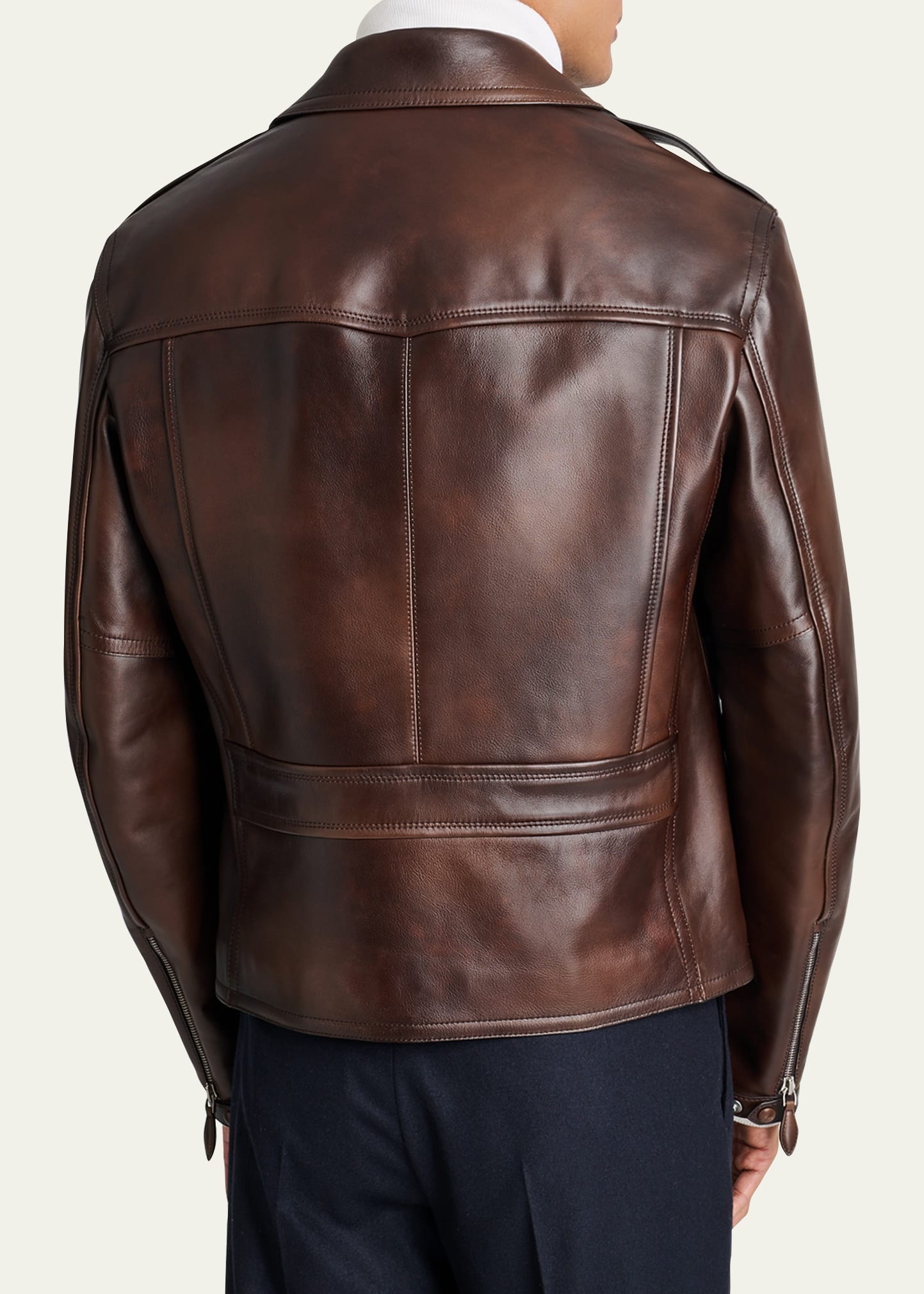 Men's Leather Moto Jacket - 3