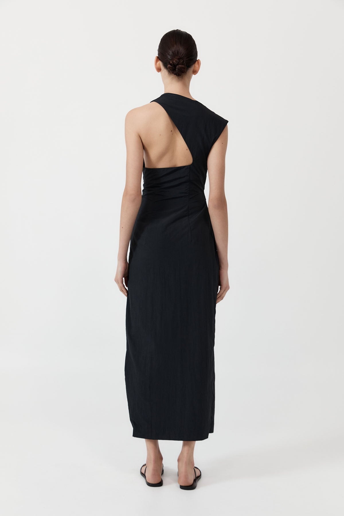 Asymm Tuck Dress - Black - 5