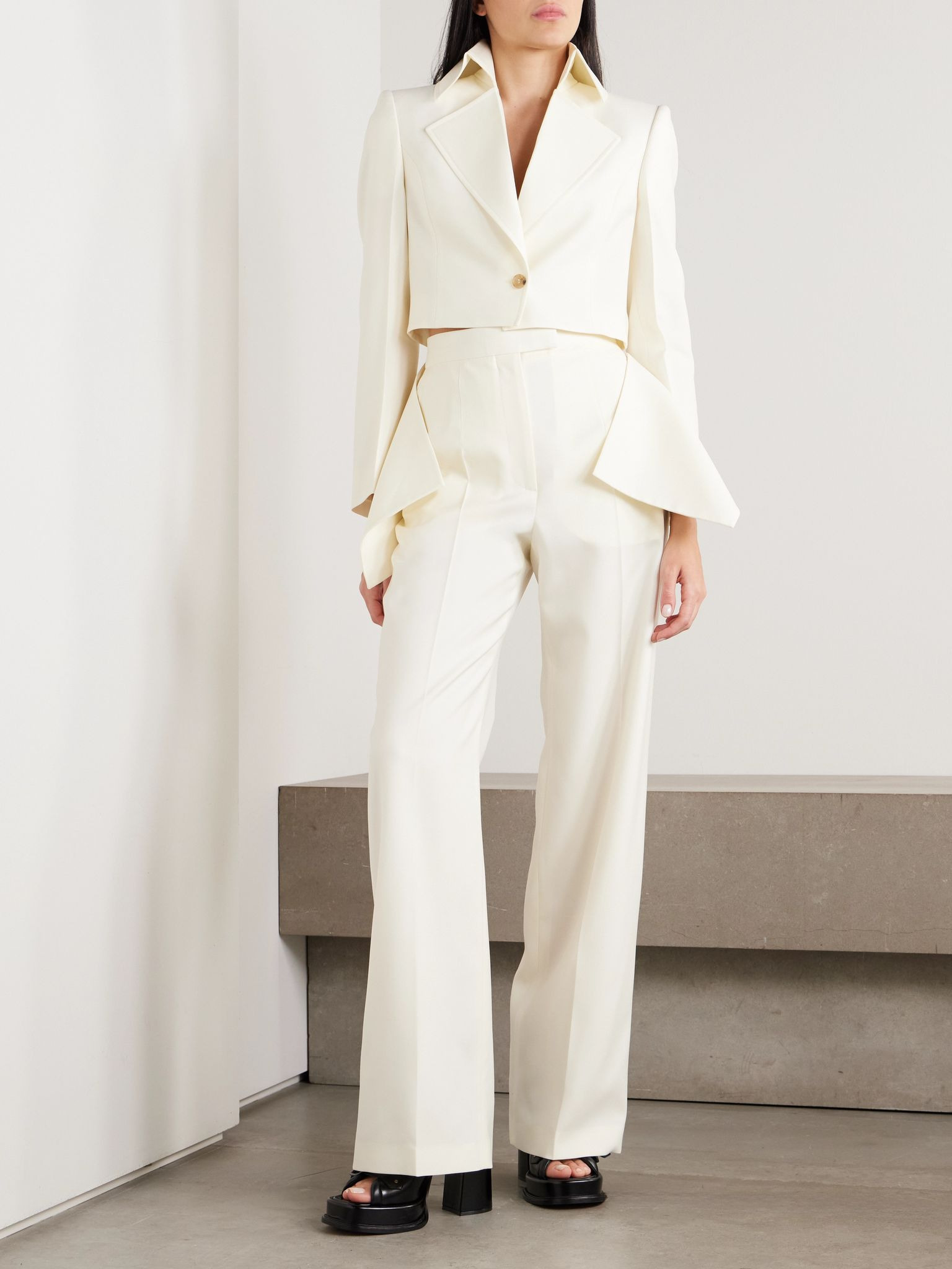 Peplum wool-twill blazer Off-white - 2