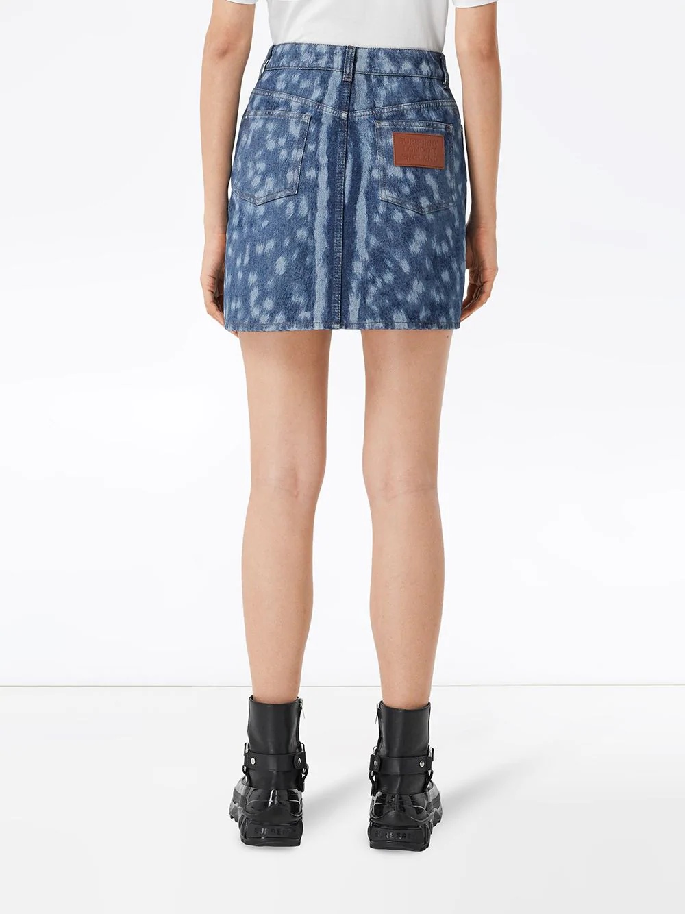 deer print denim mini skirt - 4