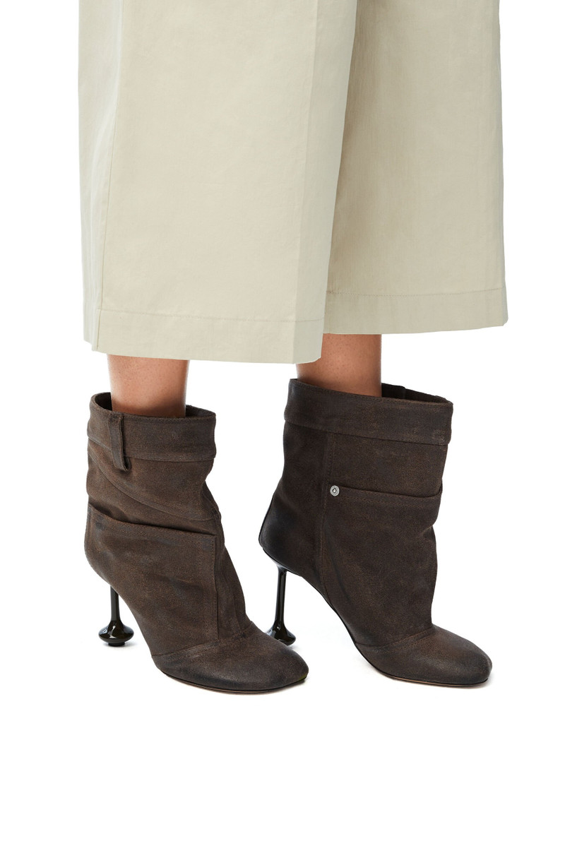 Loewe Toy ankle bootie in waxed suede outlook