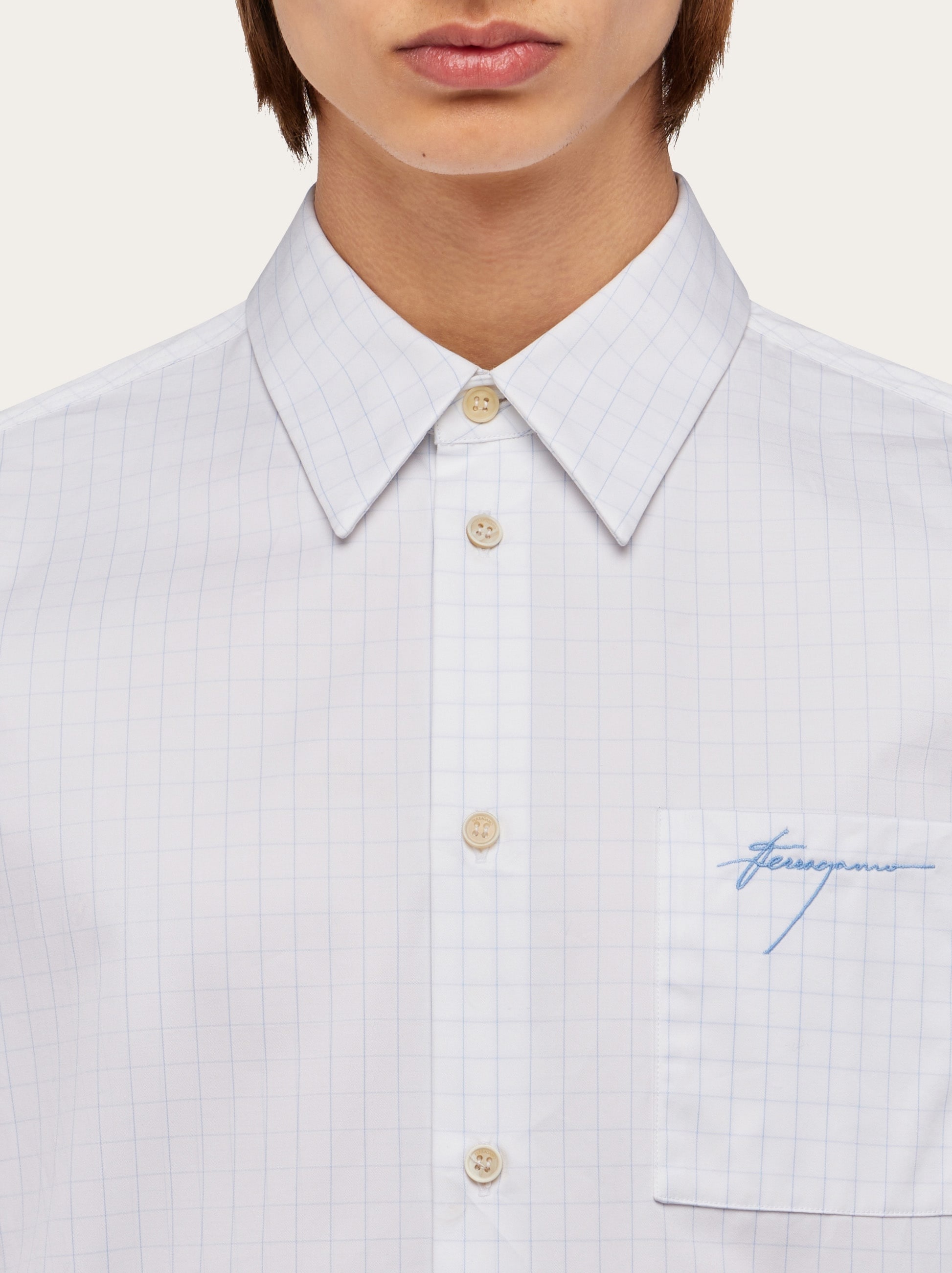 Micro checked long sleeved shirt - 4